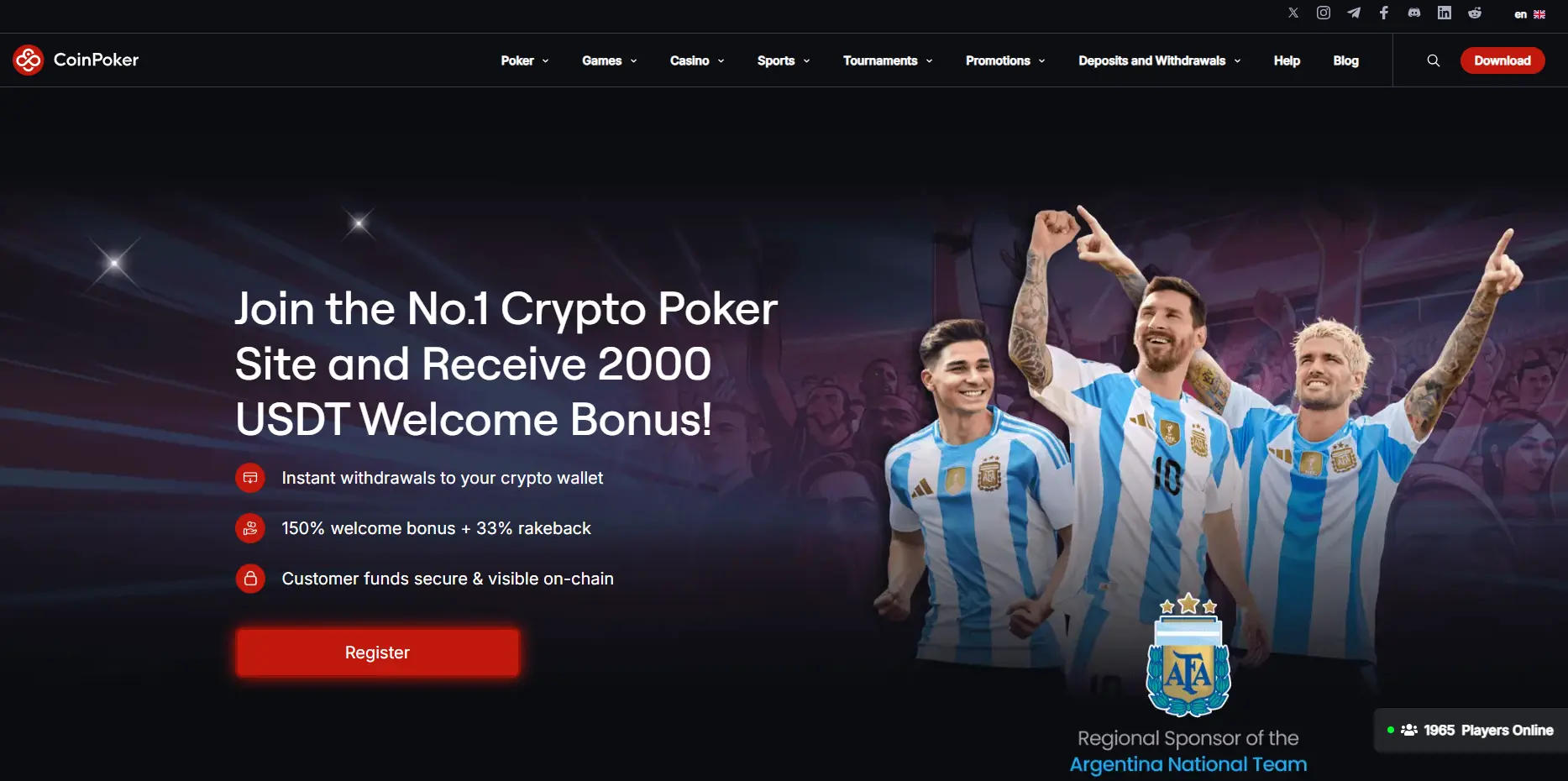 A screenshot of CoinPoker homepage