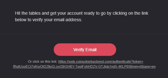 A screenshot pf the verification email