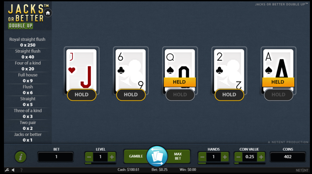 A game of live dealer jacks or better on CoinPoker for real money.