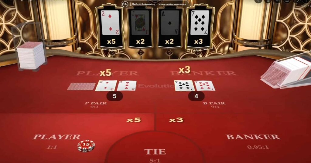 A game of Lightning Baccarat is underway on the CoinPoker Casino app.