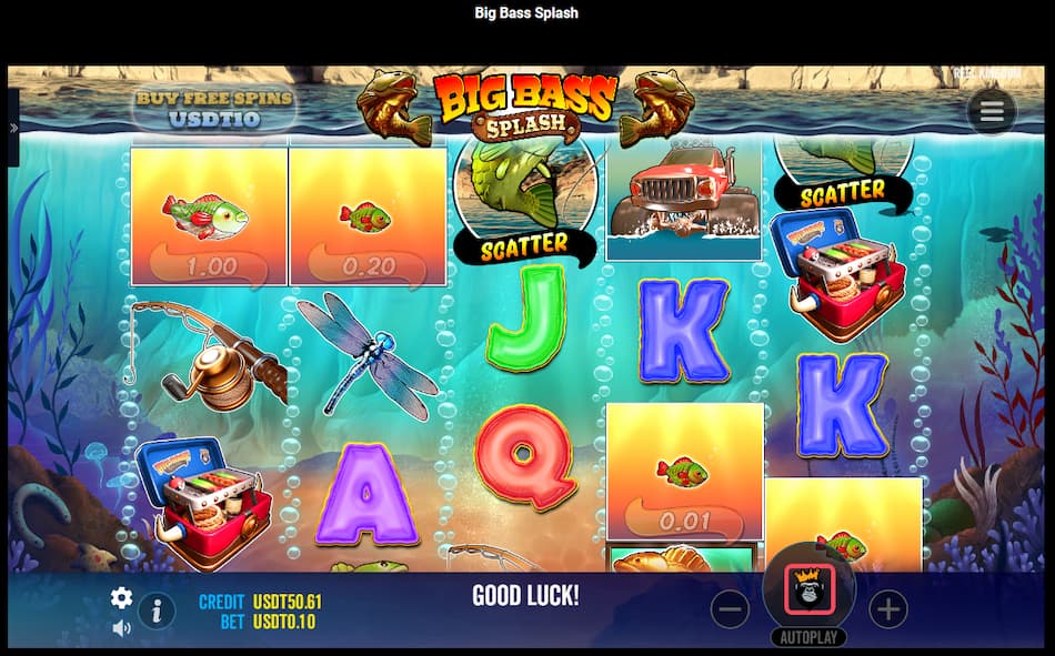 Gameplay of Big Bass Splash slot at CoinPoker.