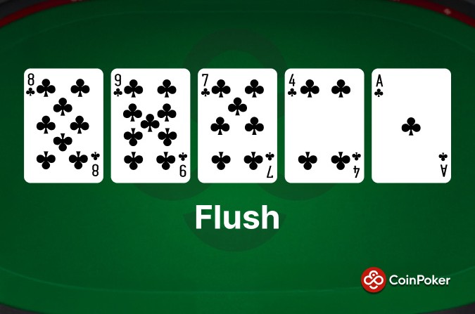 An example of Flush in poker, made with 8c 9c 7c 4c Ac.