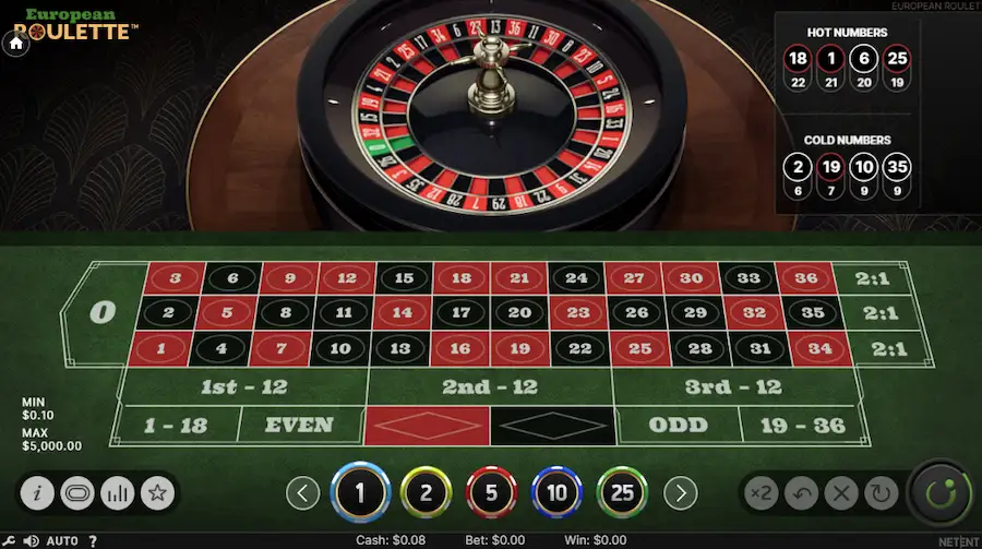 A game of European Roulette on the CoinPoker Casino.
