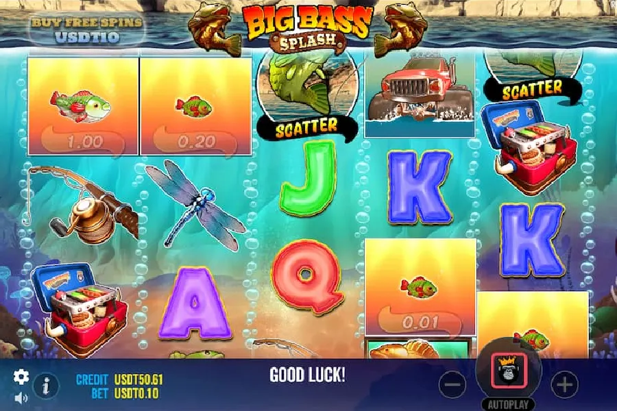 Gameplay of Big Bass Splash slot at CoinPoker.