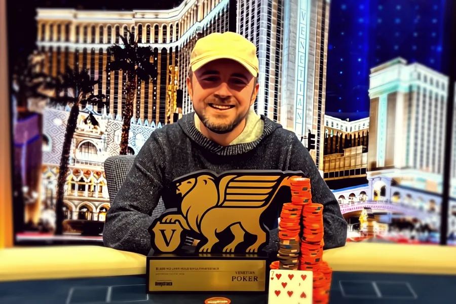 CoinPoker ambassador Patrick Leonard at a live poker tournament.