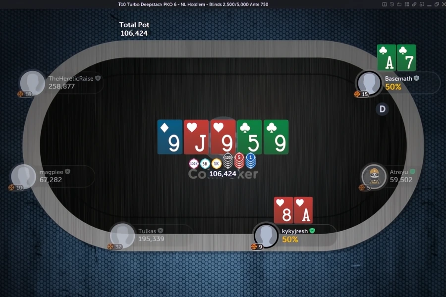 A knockout poker tournament on CoinPoker, where players profit from eliminating other players from the event.