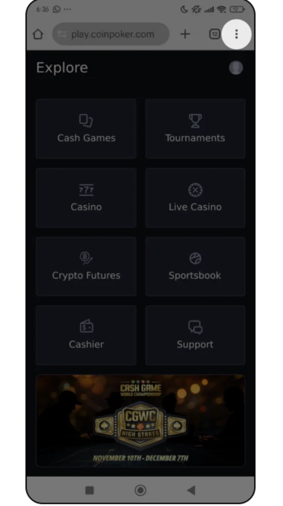 Step 1: Open CoinPoker in Your Browser