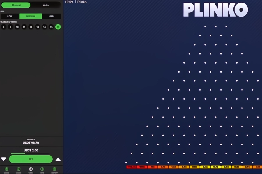 An image of high RPT Plinko by Dare2Win with a 98.98% RTP.