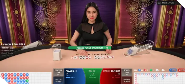 A live baccarat game on the CoinPoker app.
