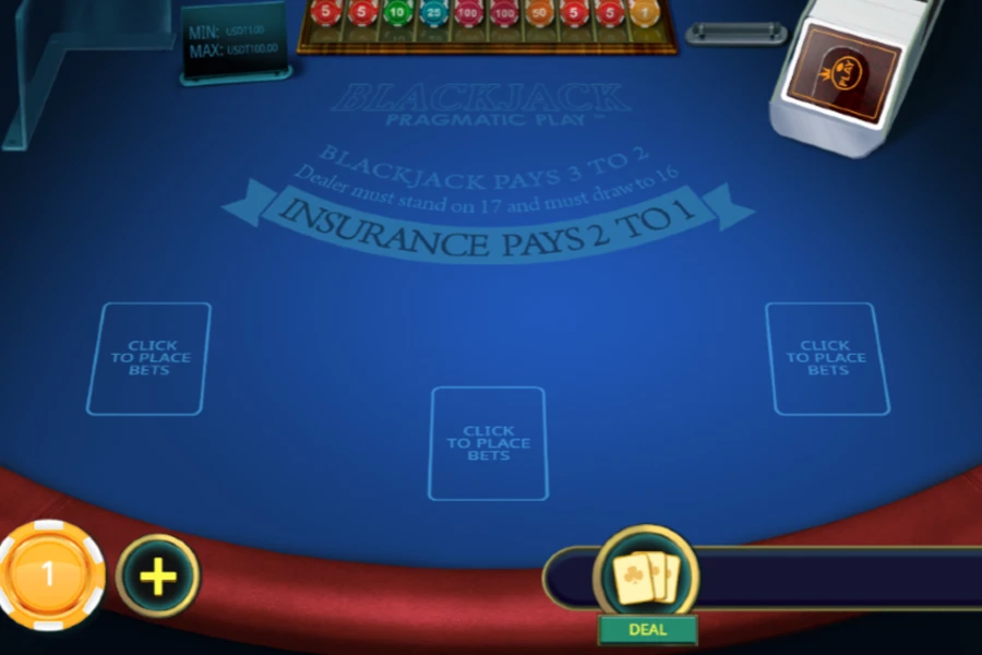 A screenshot of the American Blackjack game on CoinPoker Casino.