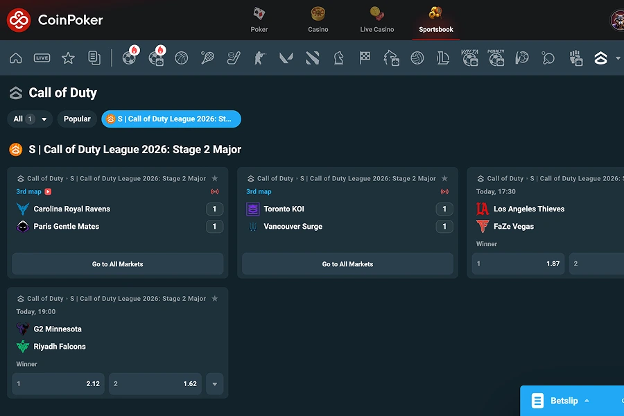 Top COD Betting Odds & Markets
