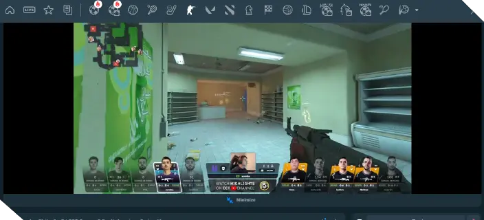 A screenshot showing the CoinPoker sportsbook for crypto esports betting and a live game of Counter Strike 2 being bet on.