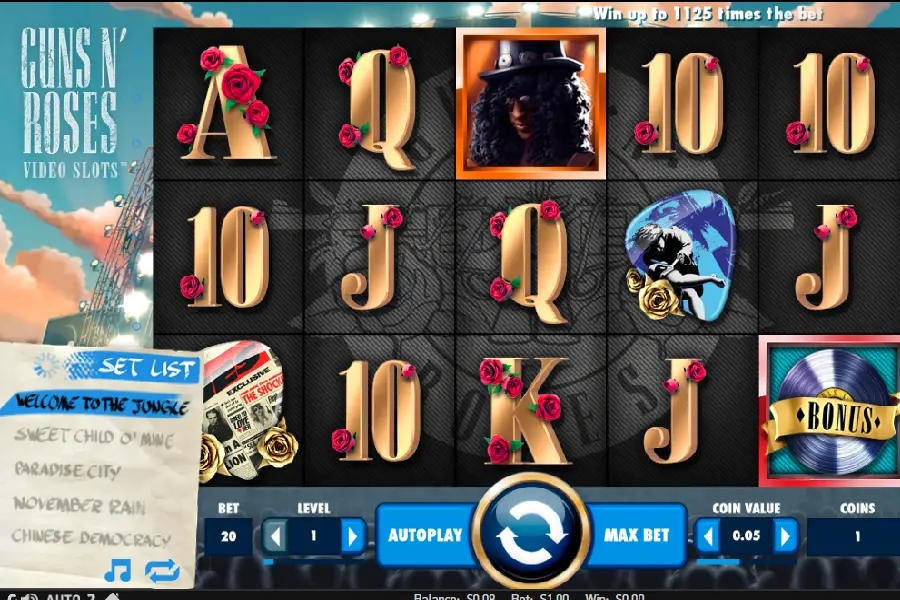 CoinPoker Casino featuring Guns & Roses video slot game.