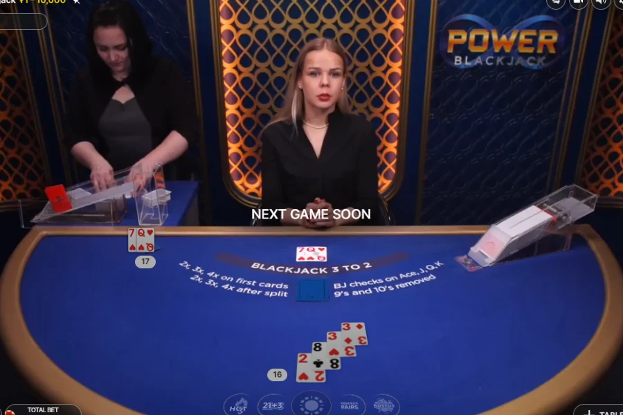 A Power Blackjack game underway in the CoinPoker Casino.