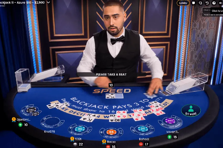 Speed Blackjack game underway in the CoinPoker Casino.