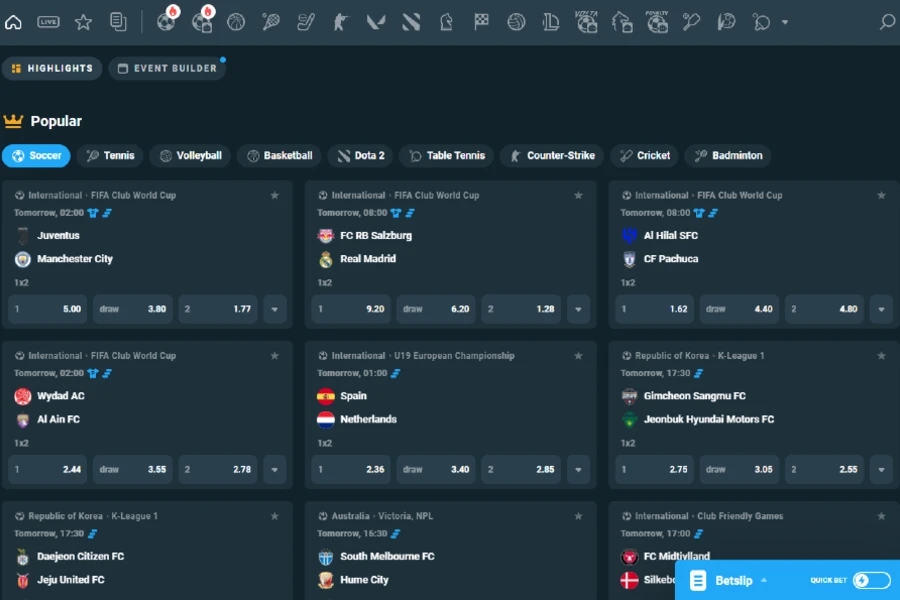 A screenshot of the CoinPoker sports betting lobby showing various events and betting markets for live or future bets.