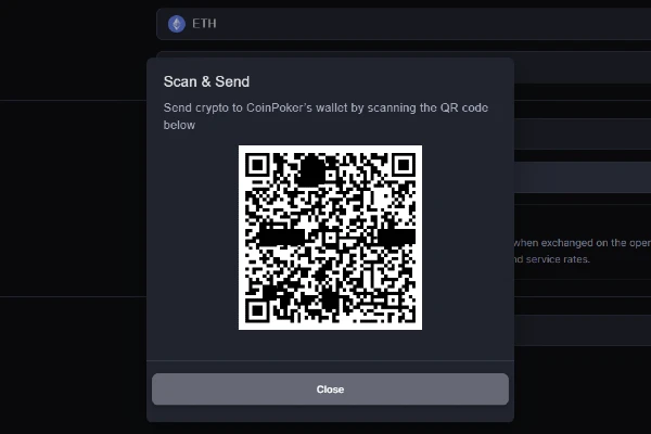 Scan or copy the CoinPoker wallet and send funds to the address.