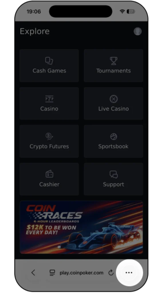 Step 1: Open CoinPoker in Safari
