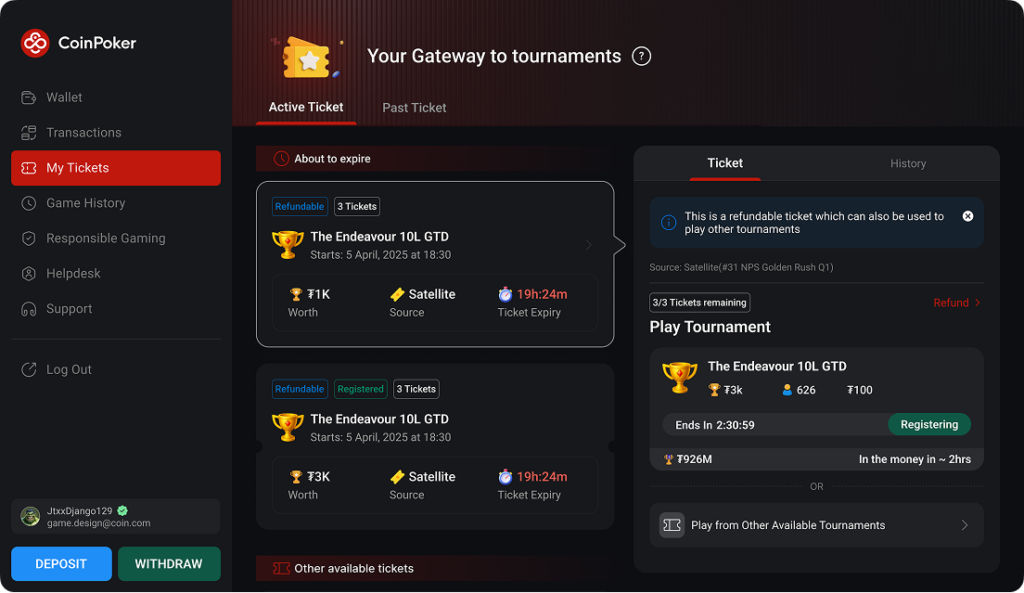 All Your Tournament Tickets, Simplified