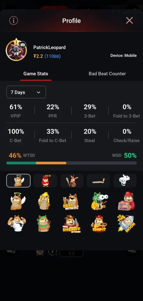 Full Spread of Poker Features